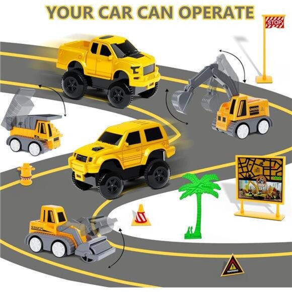 Kids Toys 253 PCS Construction Race Tracks Toy for 3 4 5 6 7 8 Year Old Boys - Picture 6 of 8